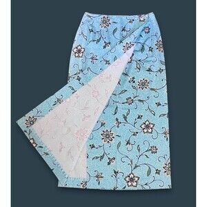 Talbot’s 3-button Wrap Skirt Mid-length Teal Floral Stretch Size 6 Petite